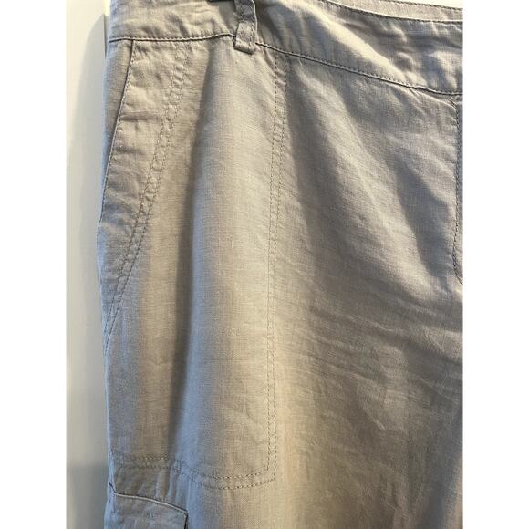 Eileen Fisher Woman 16W Linen Pant Light Blue / Gray Capri Cargo Pant - Picture 2 of 4